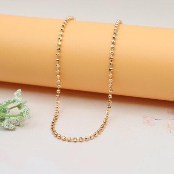 Polished Rose Gold Bead Chain Necklace for Timeless Minimal Style, XPNL0168 - Picture 1 of 12